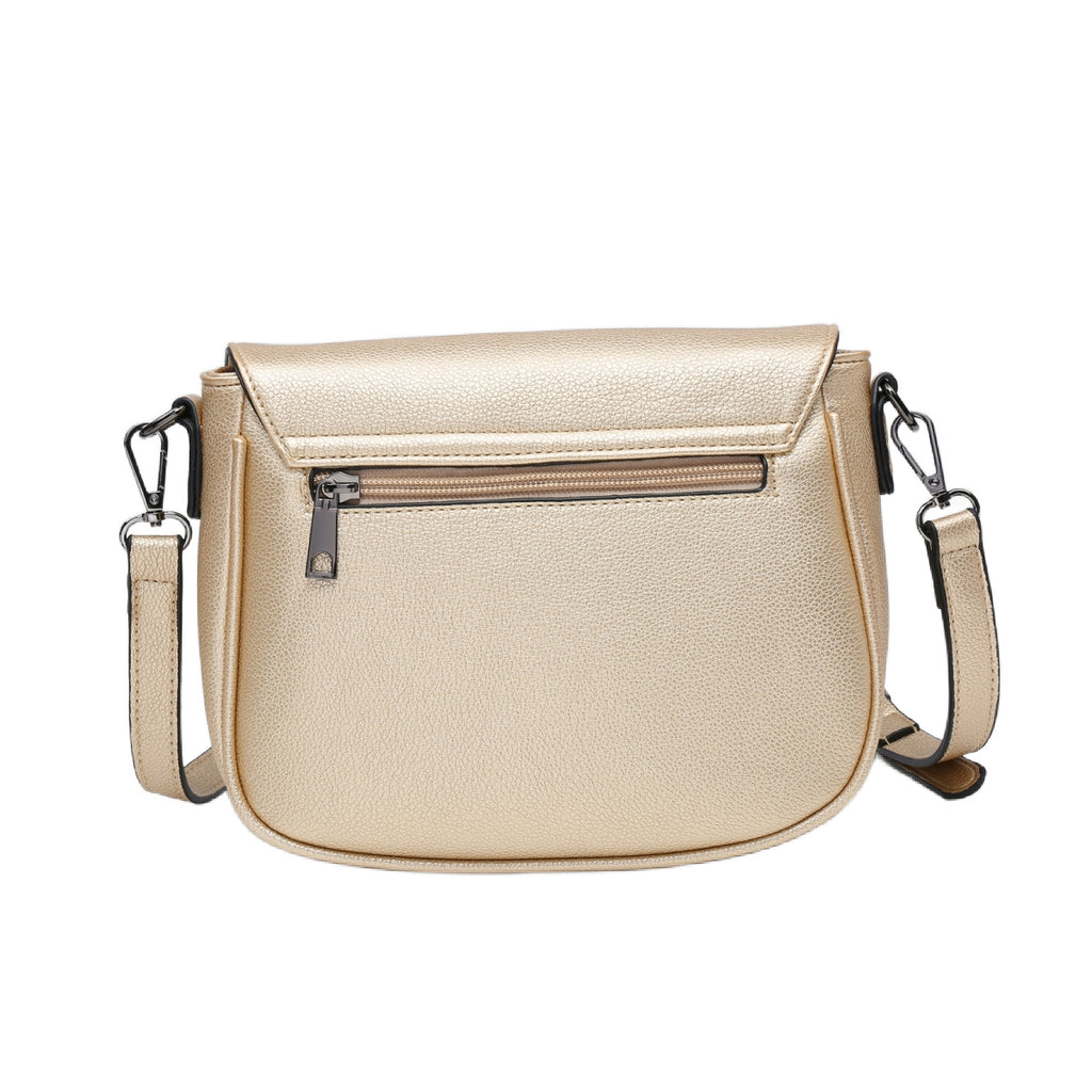 The Lock Front Crossbody Bag Gold itsy Bitsy Boutique