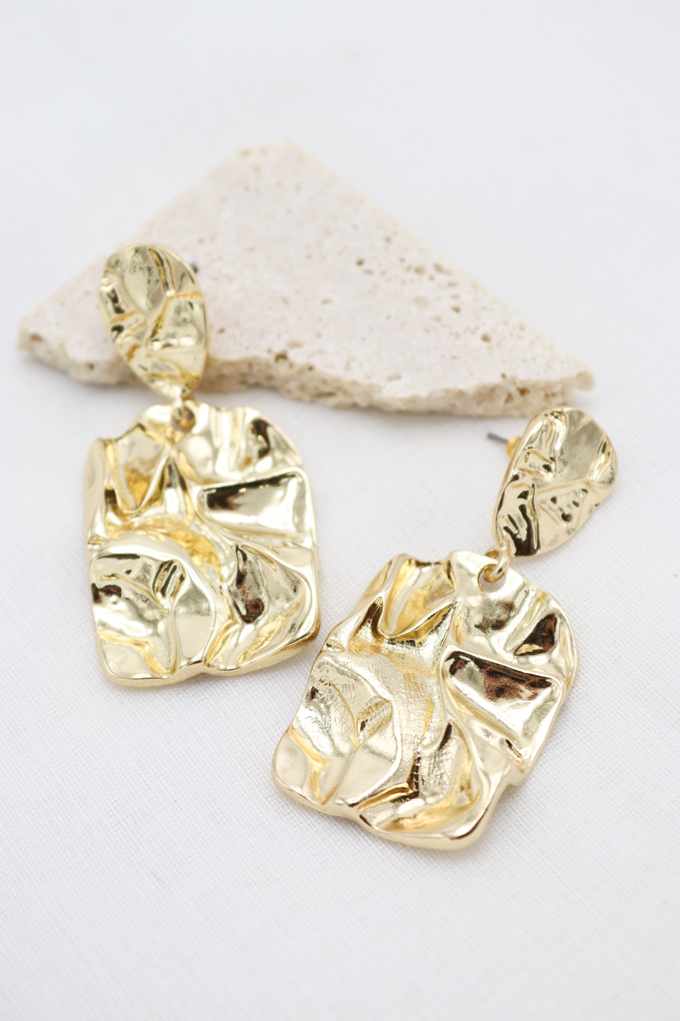 The Gold Crushed Metal Dangle Earrings
