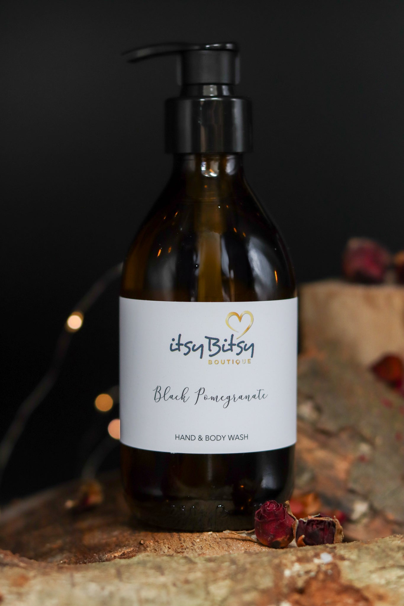 Black Pomegranate Amber Glass Hand Body Wash