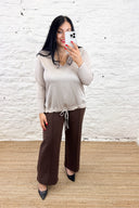 The Solange Studded Satin Front Top