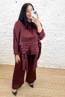 The Mossy Textured Satin Wide Leg Trousers
