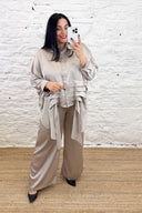 The Mossy Textured Satin Wide Leg Trousers