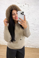The Tiggy Studded Hoodie with Faux Fur Trim